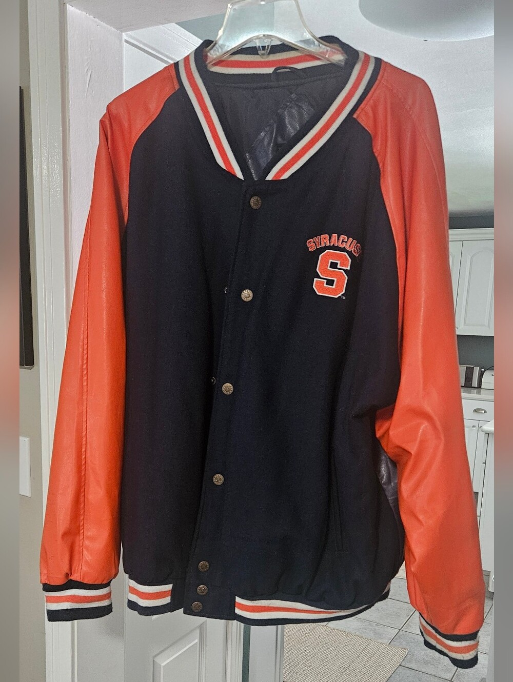 Syracuse Athletic Varsity Jacket in Navy and Orange